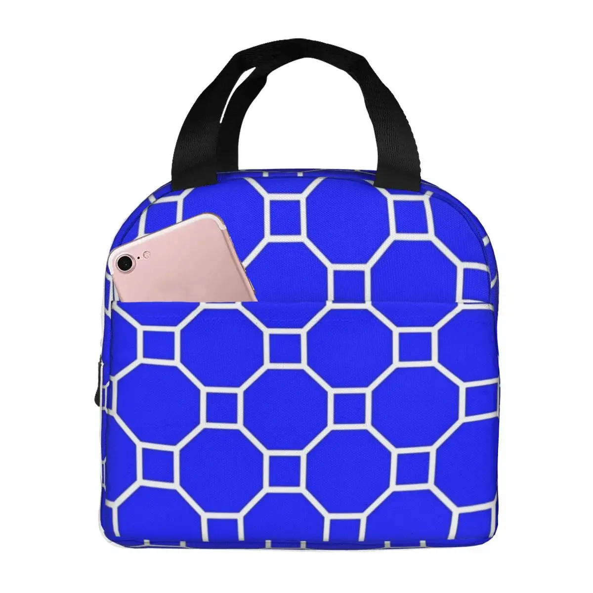 

Сумка для ланча Blue Hives с геометрическим принтом, портативный изолированный Ланч-бокс, сумка-холодильник для пикника с принтом, винтажная Сумка-тоут из ткани Оксфорд, пищевые пакеты