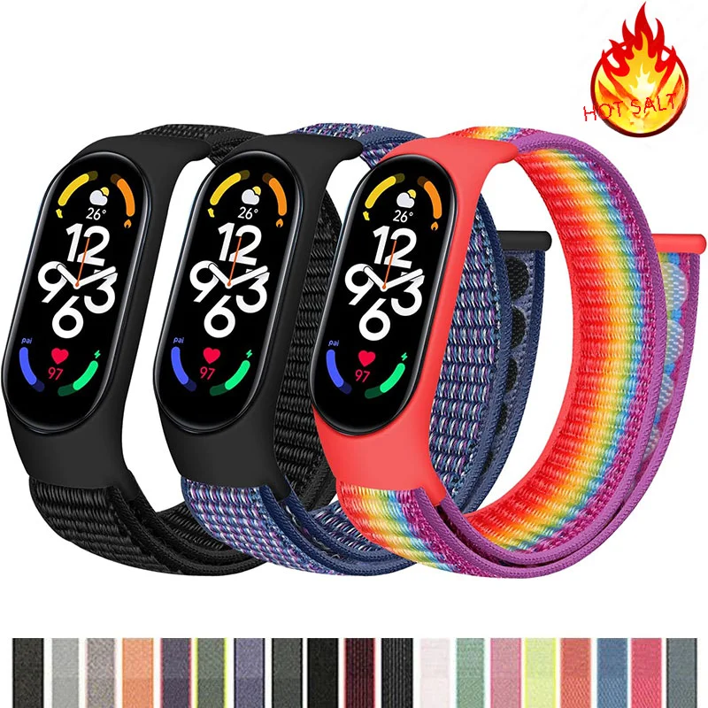 Нейлоновый Спортивный Ремешок Для Часов Совместимый С Xiaomi Mi Band 7/6/5/4/Mi 3 И Amazfit 5