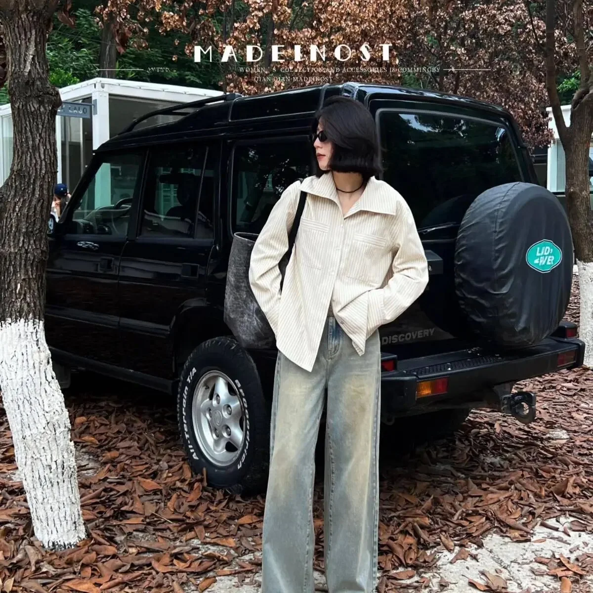 Осенняя двухсекционная элегантная рубашка в полоску стиле ретро свободный