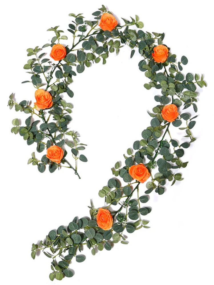 

1.8m Artificial Rose Flower Decorations Wedding Party Rose Flower Plant Rattan Desktop Window Welcome Area Decor Layout Supplies