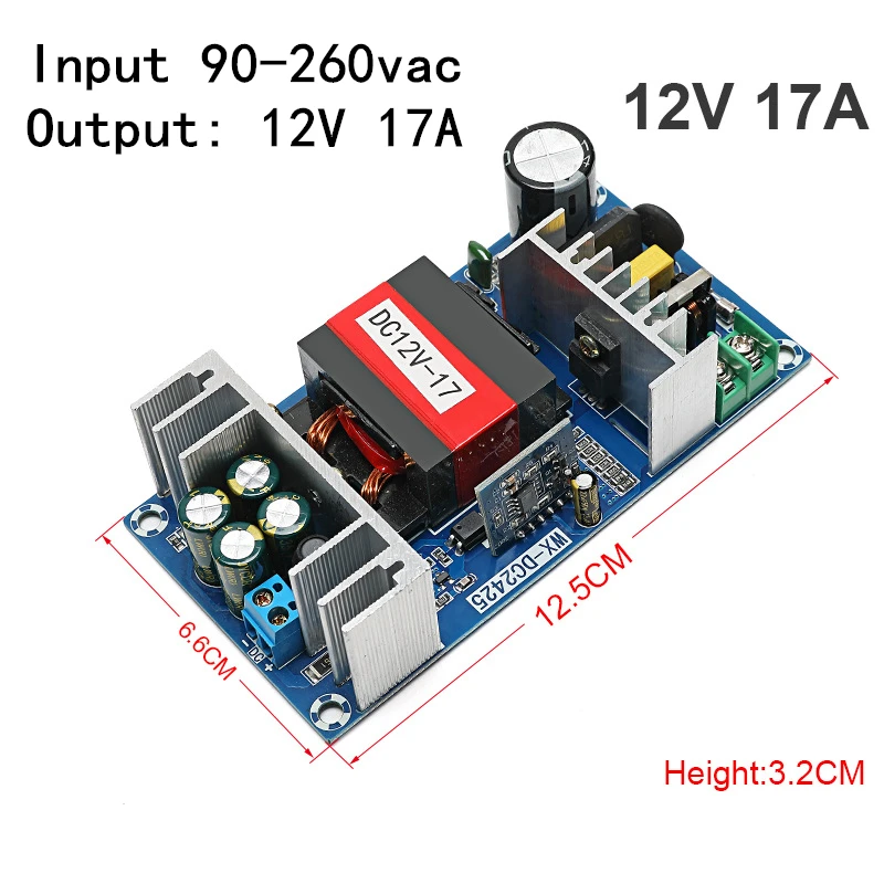 Módulo de Fonte de Alimentação Dc12v 17a Comutação Módulo de Fonte de Alimentação Ac-dc Ndustrial Bare Board Ac110220vac