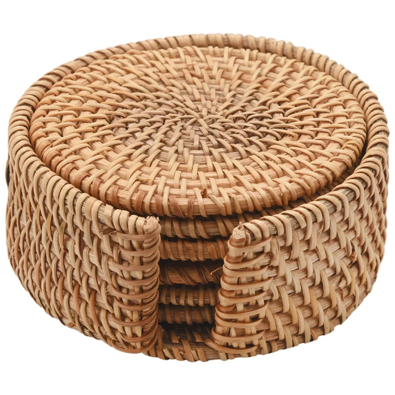 

Круглая подставка из ротанга, коврик для стола, изоляционный коврик, креативный коврик для чашек, чайных чашек, набор ковриков для места