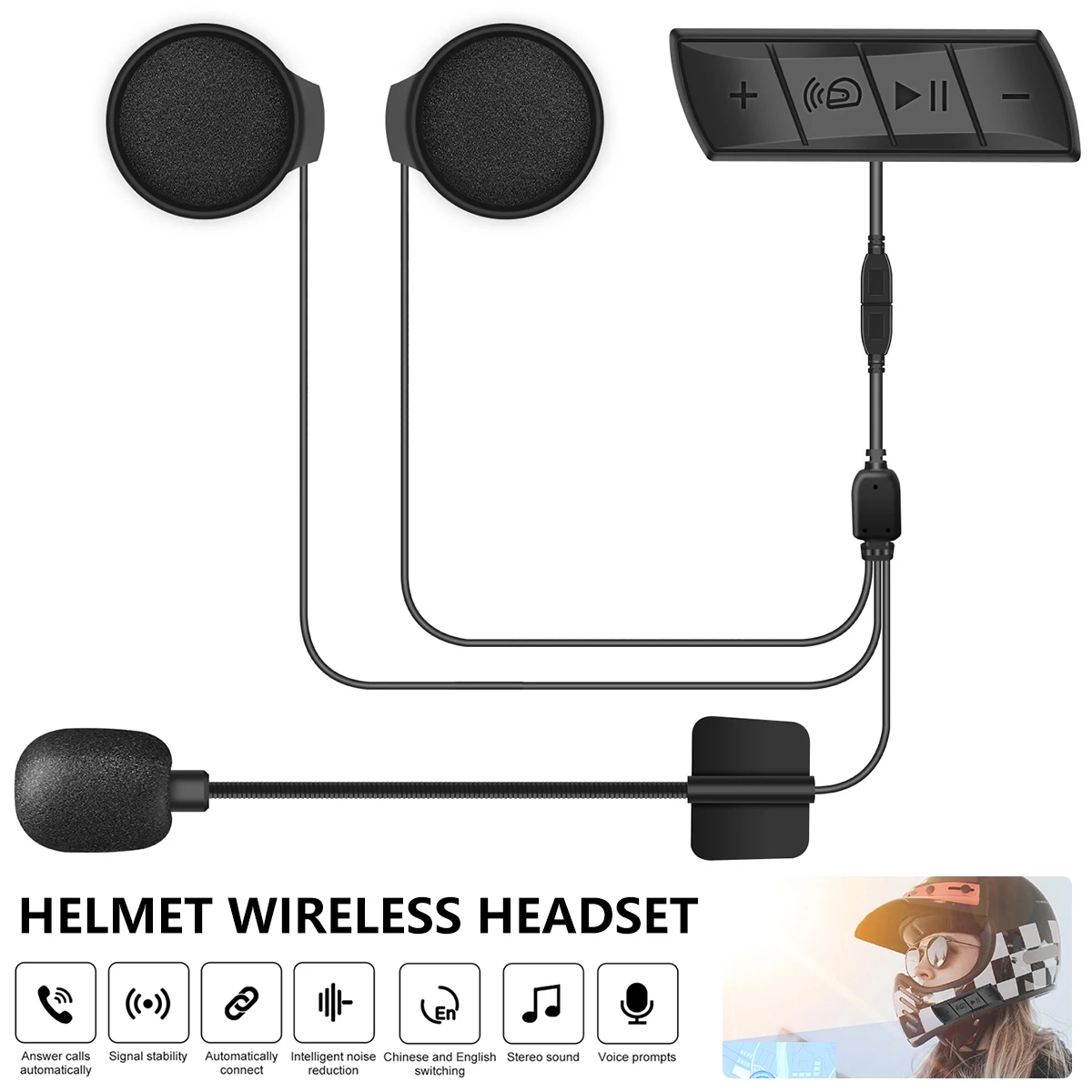 

Music Player Speaker Motorcycle BT Helmet Headset Wireless Hands-free call Kit Stereo Anti-interference Waterproof