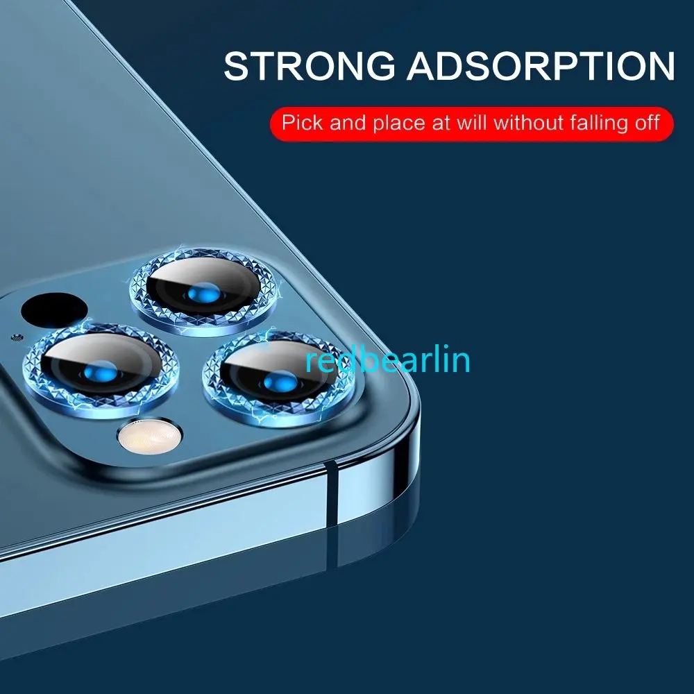 50pcs Luxury Diamond Camera Lens Case Cover on For iPhone 13 12 Mini 11 14 Pro Max Back Camera Glass Protector Film Sticker Cap