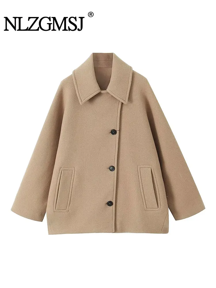 Осенне-зимнее однотонное Женское пальто Nlzgmsj TRAF 2023 теплая однобортная модная