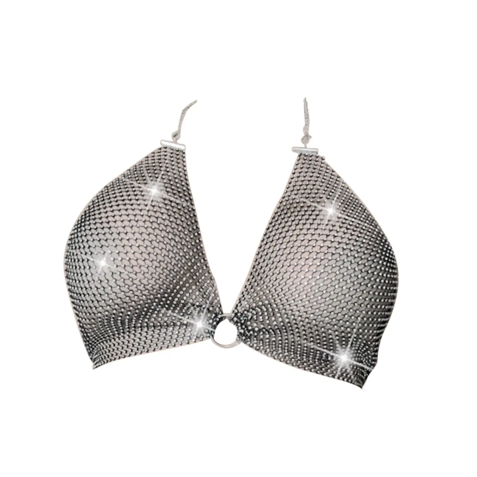 

Стразы кроп-топ блестящие аксессуары Глубокий V-образный вырез черный бюстгальтер с цепочкой для пляжа Rave Clubwear для девушек и женщин