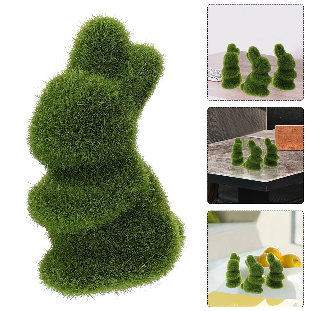 

Bunny Rabbit Decor Figurines Easter Green Flocked Statue Artificial Outdoor Garden Turf Grass Bunnies Decorations Terrarium Faux