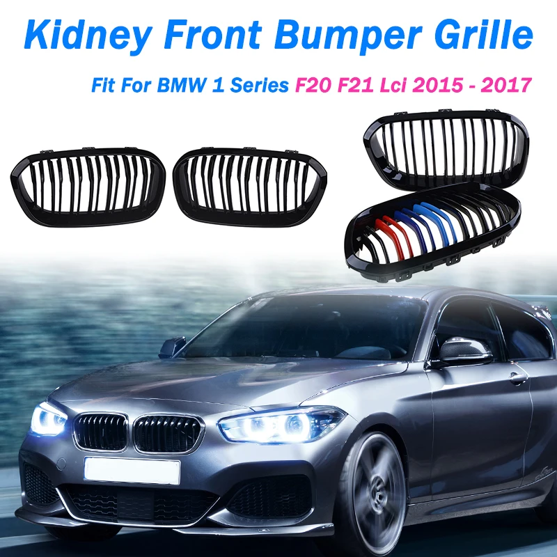 

Rhyming Front Bumper Kidney Grille Double Slat Racing Grill Fit For BMW 1 Series F20 F21 Lci 120i 2015 2016 2017 Car Accessories