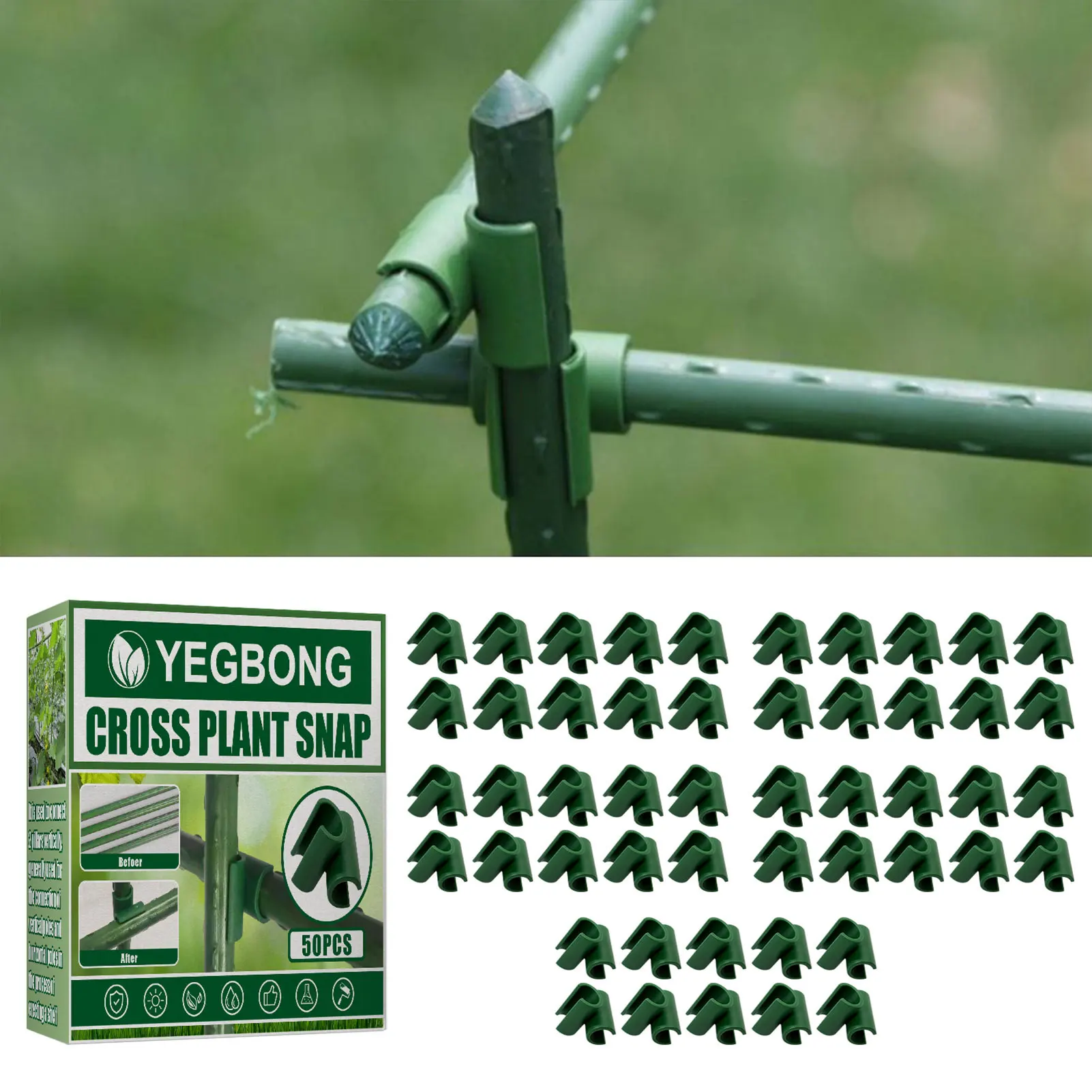 

50PCS/ Plant Support Clips Cross Buckle Fixed Connectors For Garden Durable Rods Connecting Joints For Fences Stakes