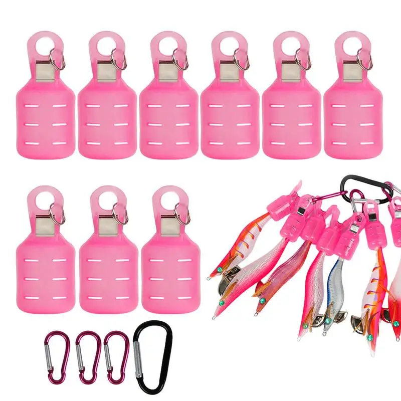 

Fishing Rod Hook Keeper 9pcs Durable Squid Jig Hook Protector Case With Buckle Fishing Hook Cover Fishing Squid Hooks Cover For