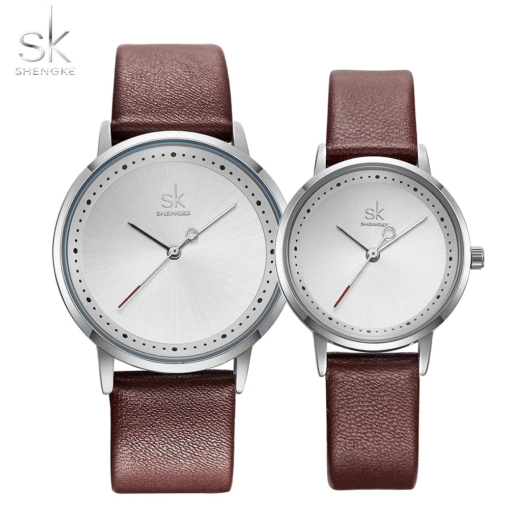 

Shengke Men Women Fashion Lovers Couple Watches Leather Band Strap Watch Set Quartz Ladies Wristwatch Relogio Saat Reloj Montre