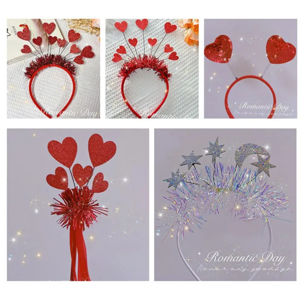 

Trendy Party Headband Sequins Lightweight Valentines Day Hair Hoop Love Star Heart Decor Party Headband
