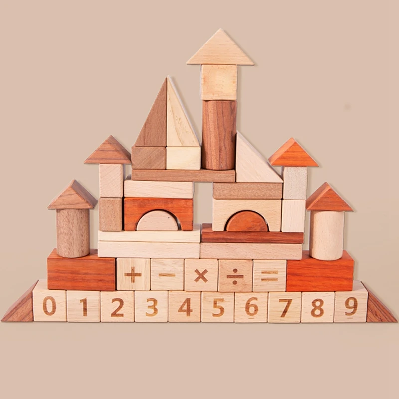 

48Pcs/Set Wooden Building Blocks Toy Children Toy Digital Assembly Block Intellectual Educational Toy Kids Gift
