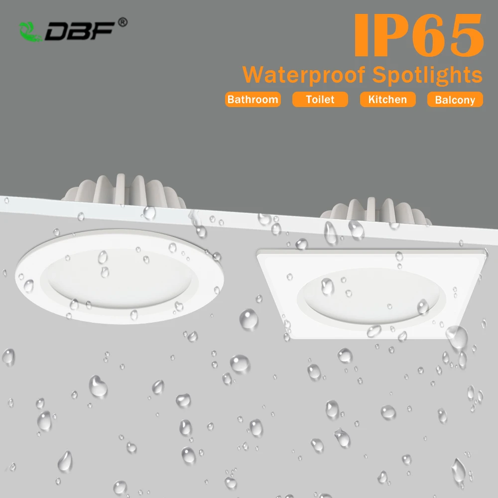 [DBF]IP65 Waterproof LED Spot Light 5W 7W 9W 12W 15W Round/Square Ceiling Recessed Spot Bathroom Spot Light 3000K/4000K/6000K