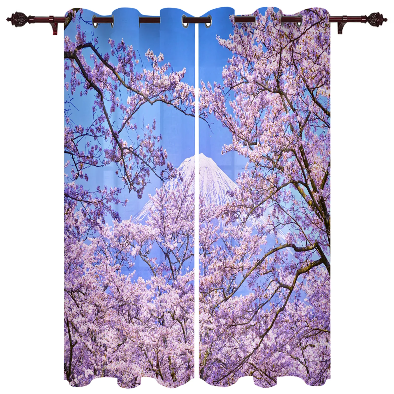 

Cherry Blossom Mount Fuji Curtains Kitchen Balcony Decoration Drapes Bedroom Living Room Personality Home Window Decor