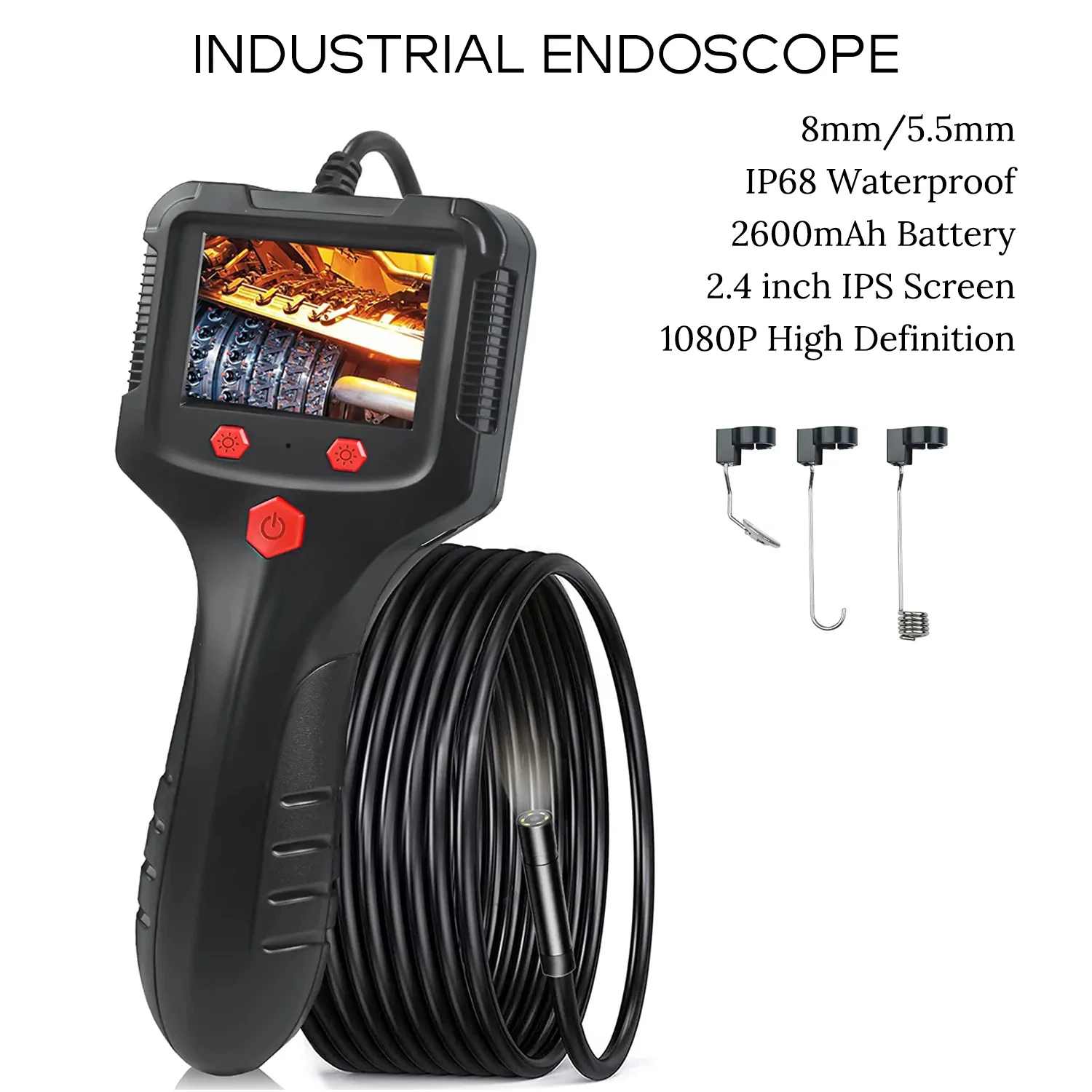 

FOVOW Industrial Endoscope Camera HD1080P Pipe Sewer Inspection Borescope IP68 Waterproof LEDs 2600mAh
