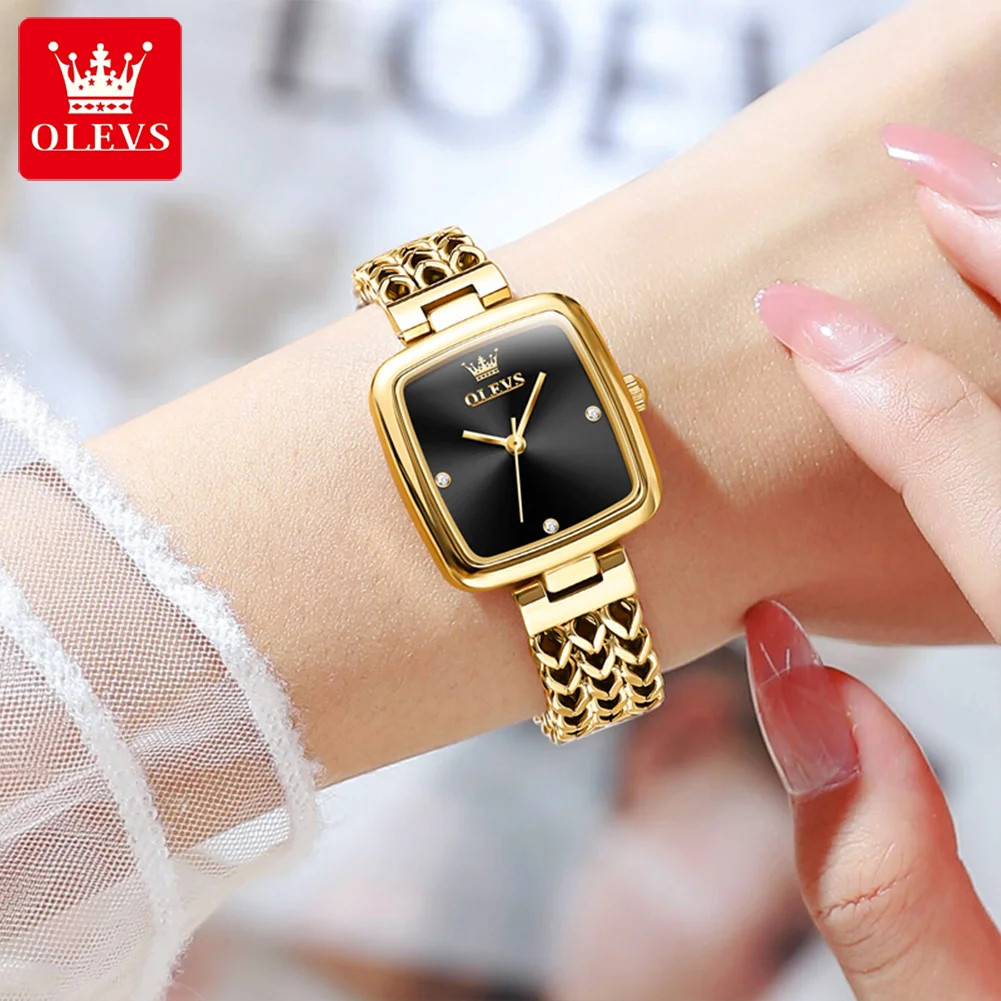 OLEVS 2023 New Womens Quartz Watches Top Brand Luxury Fashion Stainless Steel Gold Bracelet Watch Women Clock Waterproof Watch