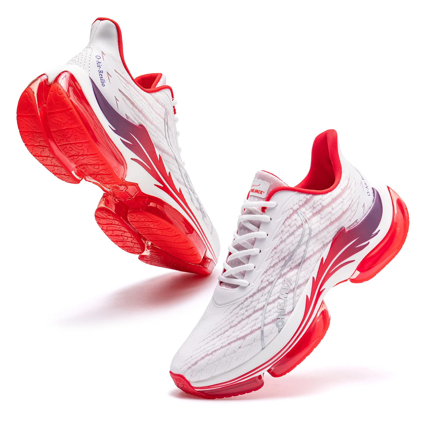 ONEMIX Fire Red Color Man Running Shoes Air Cushion Athletic Couple Trainers Sport Runner Shoes Outdoor Women Walking Sneakers