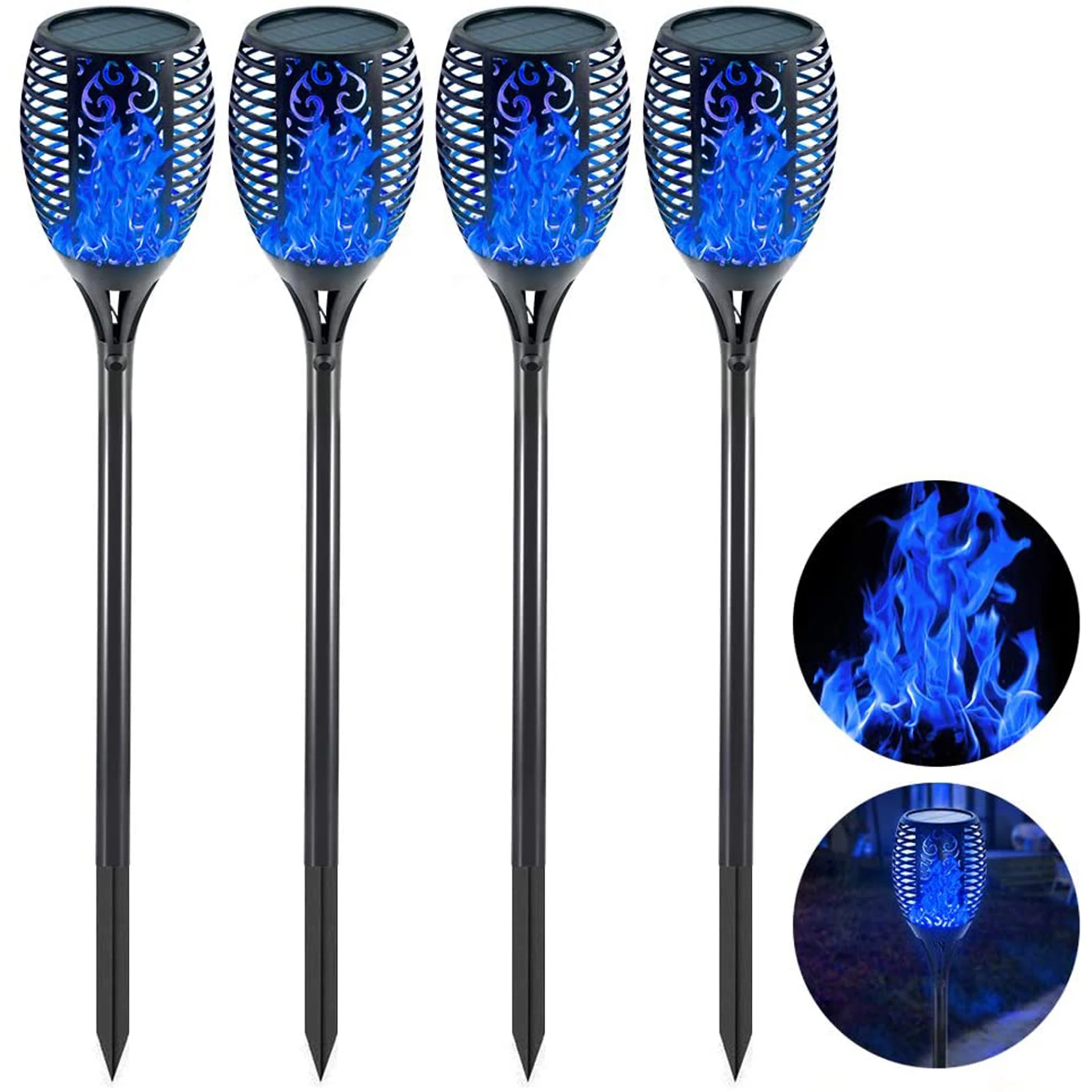 

33LED Solar Flame Torch Light Flickering Blue Purple Light Waterproof Garden Decoration Outdoor Lawn Path Yard Patio LED Lamps