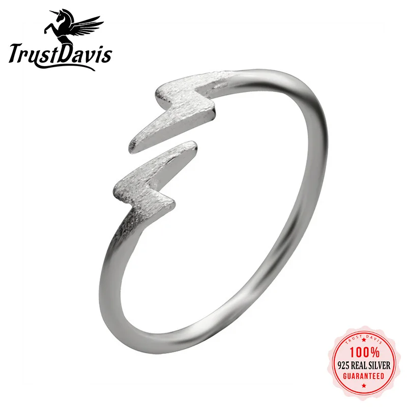 

TrustDavis Real 925 Sterling Silver Fashion Lightning Opening Ring Sizable 6 7 For Women Teen Girl Kid Xmas Gift XY592