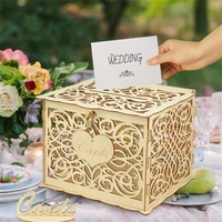 wooden wedding gifts card boxes with lock mrmrs couple flower pattern envelope sign cards wood box diy wedding supplies
