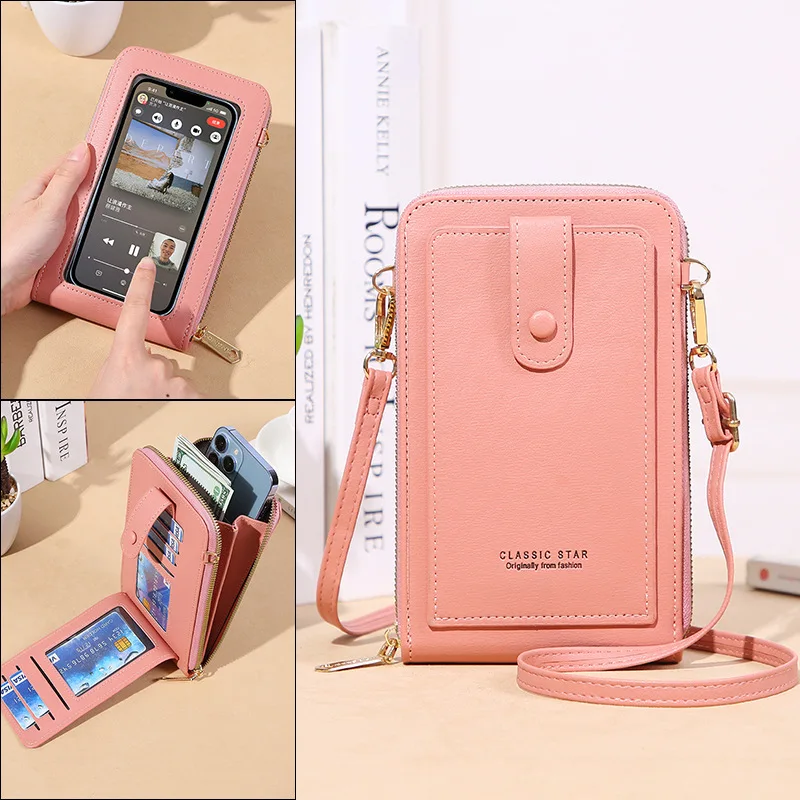 

Touch Screen Cell Phone Bag RFID Anti-theft Messenger Bag Women Mini Shoulder Bag Handbags Girl Purse Driver's License Card Bag