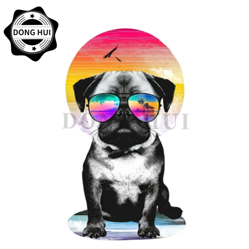 Pug Dog Shar Pei with Beach Sunglasses Car Stickers Motorcycle Trunk Helmet Laptop Skateboard Mug Decals