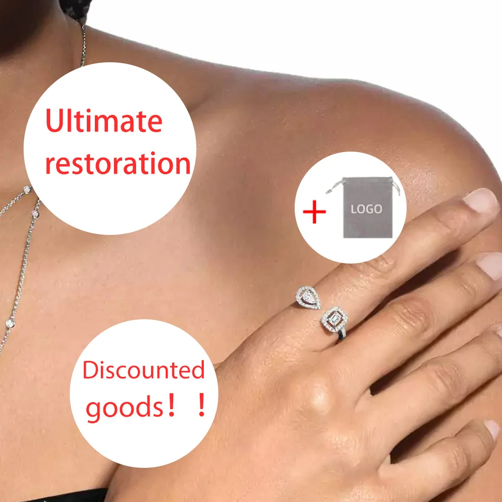 Модное геометрическое кольцо из стерлингового серебра пробы с бриллиантами в