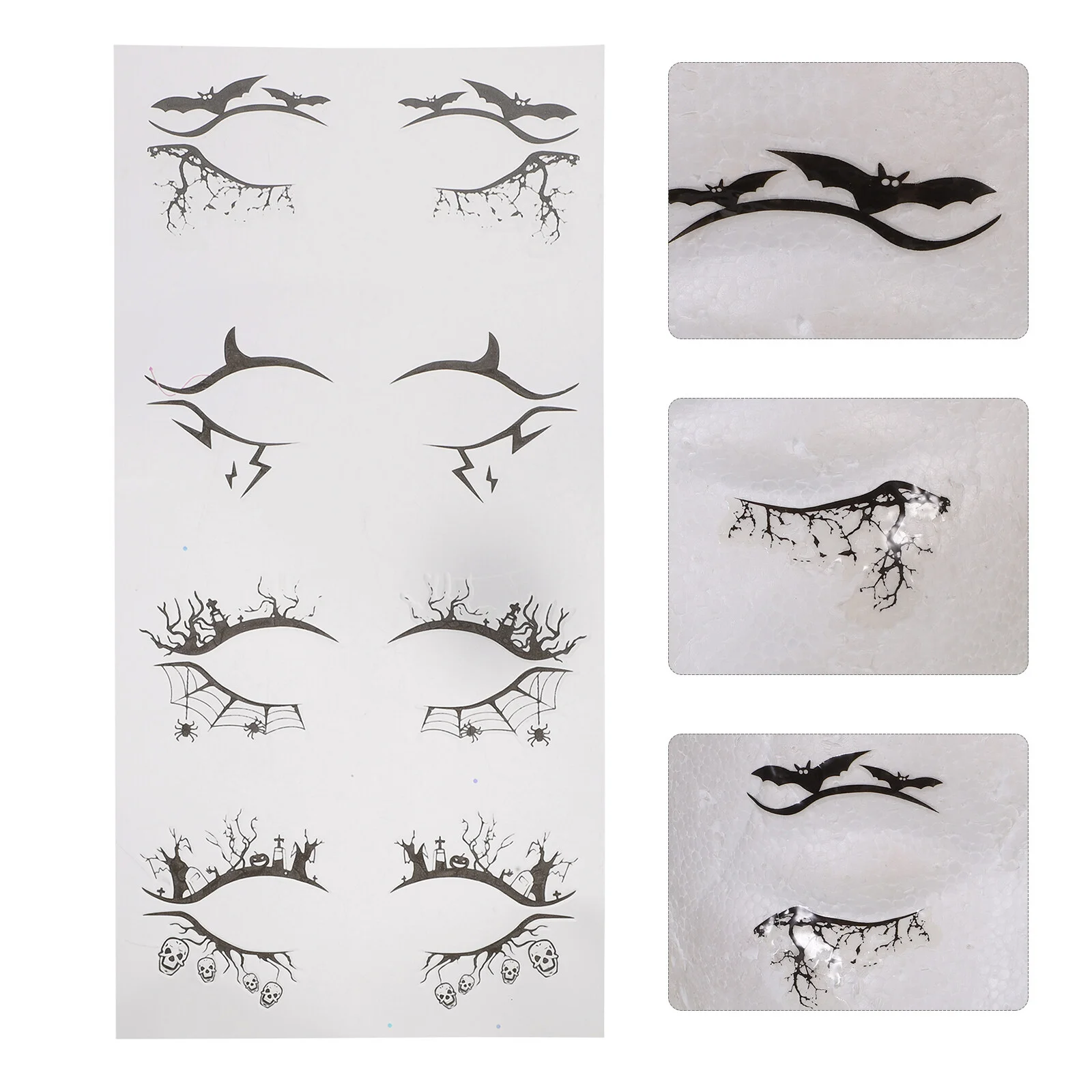 

4 Pairs Face Stickers Halloween Eyeliner Red Eyeshadow Makeup Supplies Lash Decals Hollow Out Strip