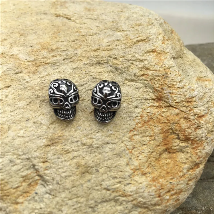 100pcs/lot 0.5usd/pc YQ-ZZ-9 Stainless Steel Skull Metal Casting Beads