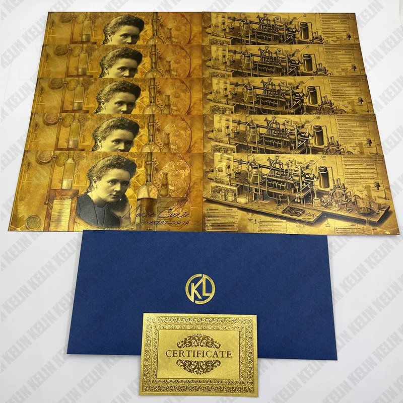 Красочная памятная монета Мари Кюри фольгированная золотые банкноты Монета 100