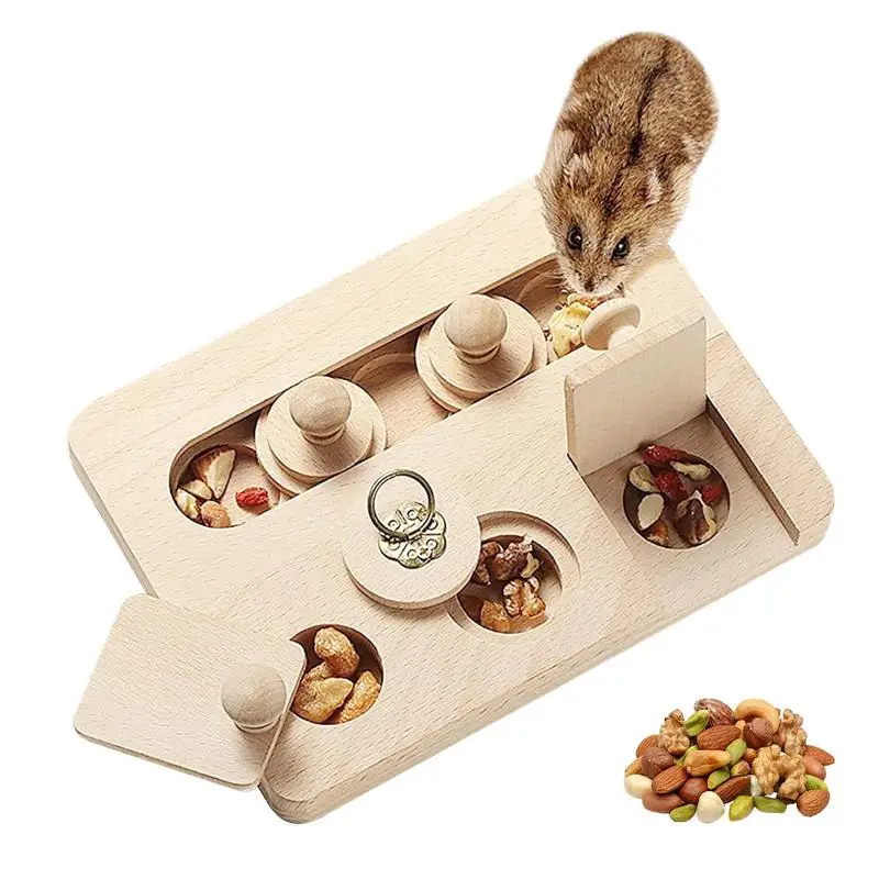 

Guinea Pig Interactive Foraging Toys 6 In 1 Wooden Interactive Hide Treats Puzzle Snuffle Logic Game Treat Dispenser Mental