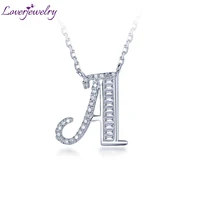 LOVERJEWELRY 26 Alphabet Pendants A-Z Women Initial Necklace 18K Au750 White Gold Bling Diamonds Girl Young Teens Letter Jewelry