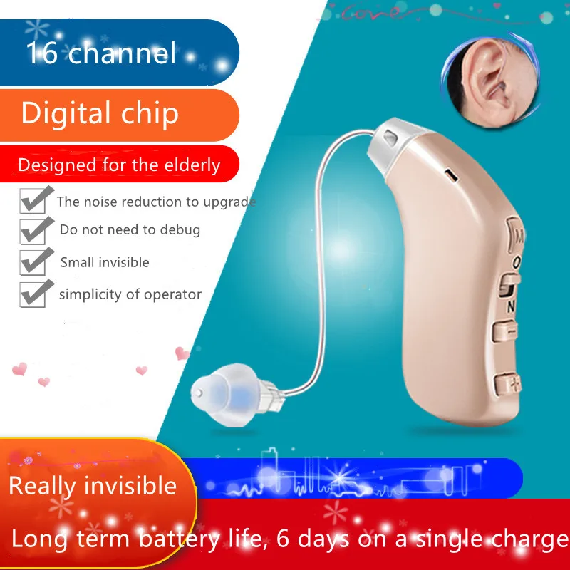 

FEIE Digital Invisible Ear Mounted High Power Hearing Aid for Young and Old People With Severe Deafness