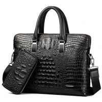 mens handbags one shoulder diagonal bags casual korean business briefcases large capacity crocodile leather pattern mens bags