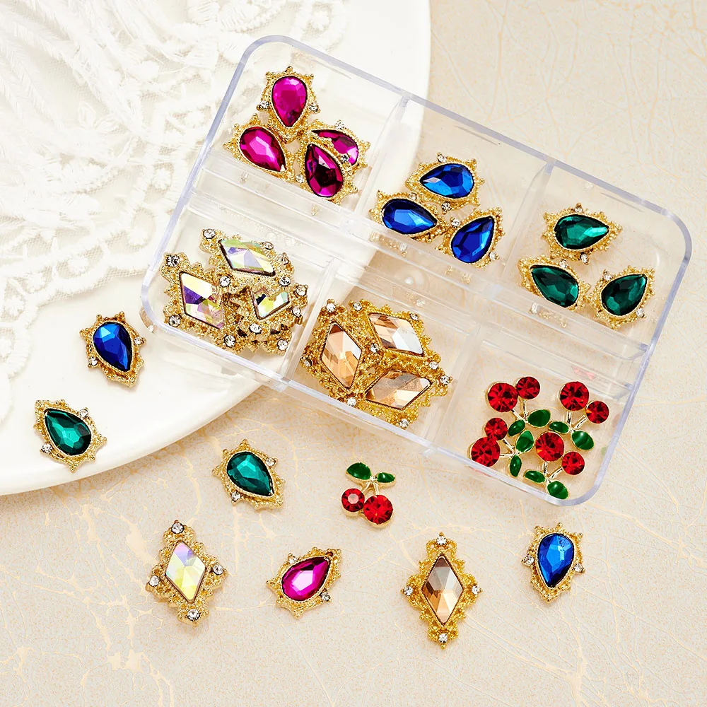 

30pcs Water Drop/Rhombus Alloy Nail Rhinestones Design Crystal Glass Stones 3D Nail Charms DIY Manicure Diamonds Nail Decoration