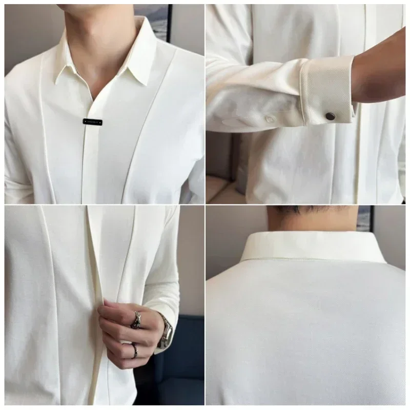 Специальная рубашка поло с V-образным вырезом и длинными рукавами Мужская