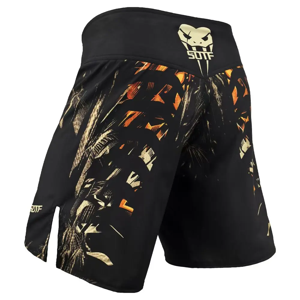 Фото Боксерские шорты SOTF MMA для взрослых с принтом змеи и красным геометрическим узором, для тайского бокса, ММА, Санда, спортивная одежда №4