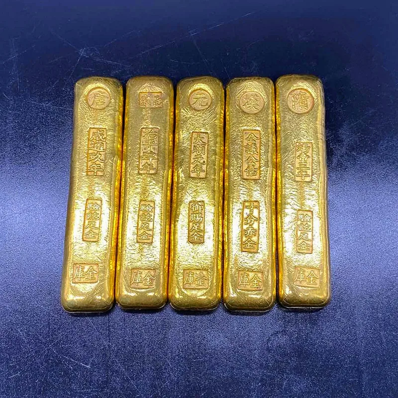 

Exquisite complete set of Tang song yuan Ming and Qing Dynasties rectangular gold ingots for home decoration