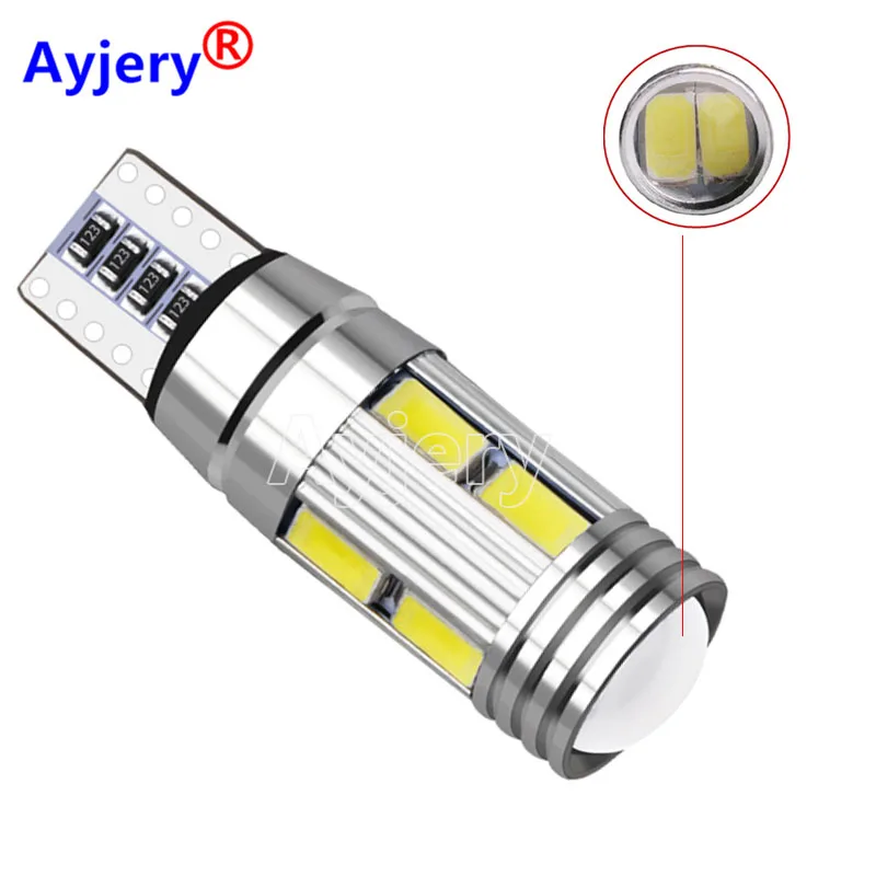 

AYJERY 100 шт T10 Автомобильная лампочка 5630 10 SMD W5W Автомобильная светодиодная лампа 12 В автомобильная парковочная задняя багажная номерная табличка