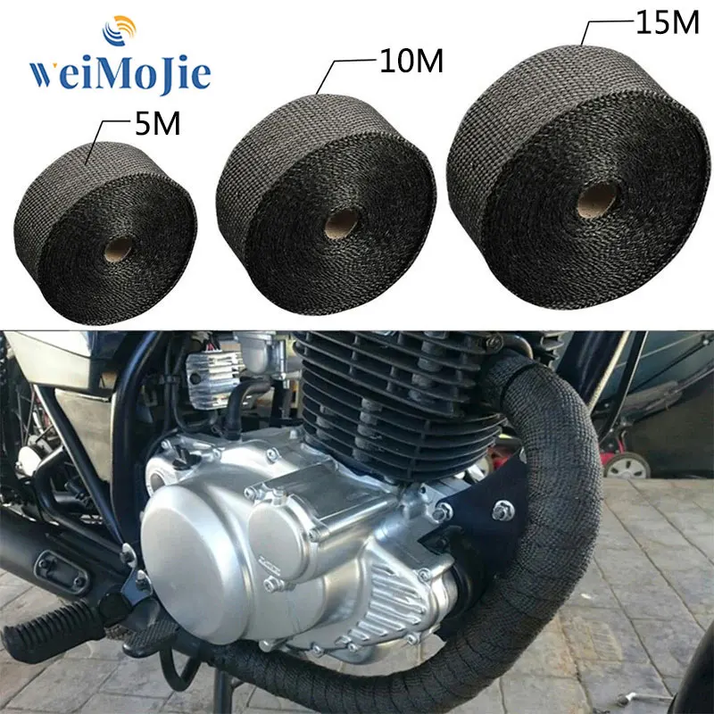 5M 10M 15M Motorcycle Exhaust Thermal Tape Header Heat Wrap Manifold Insulation Resistant Heat Fiberglass With Stainless Ties