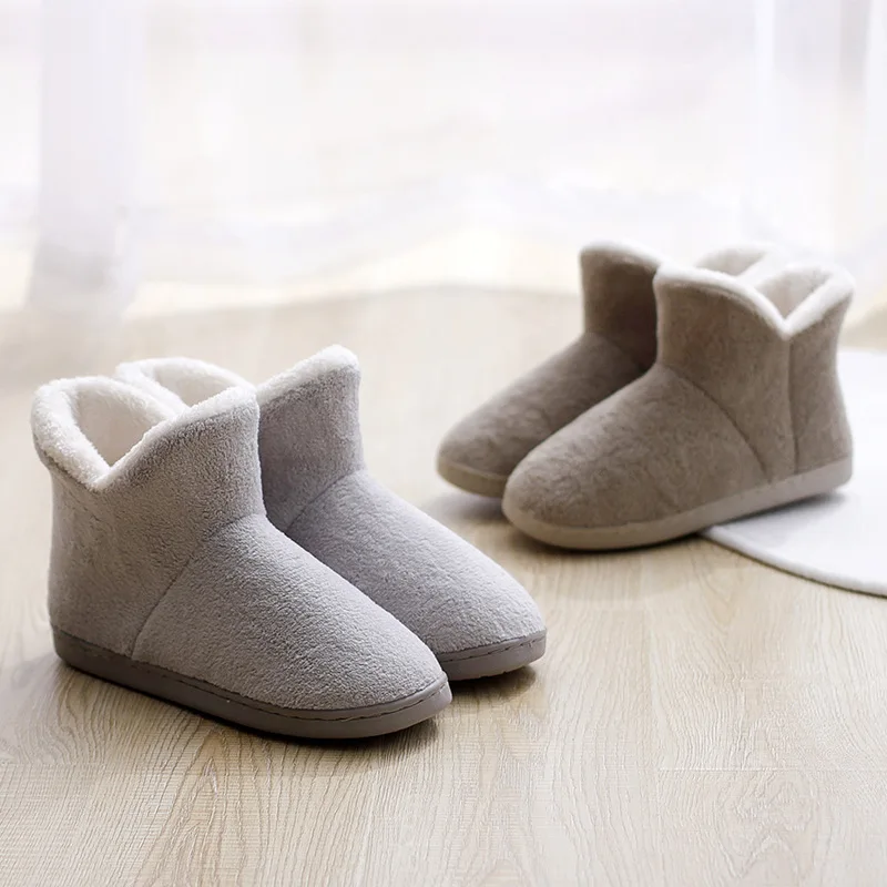 Women's Winter Slippers Warm Shoes Warm with Velvet Thick Soled Couples Plush Men's Cotton Shoes Home Shoes furry Slippers