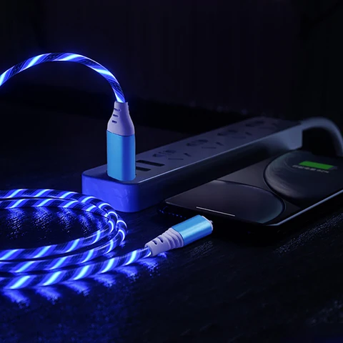 Светящийся светодиодный USB-кабель типа C для IPhone15 Samsung Xiaomi OPPO Huawei, быстрое зарядное устройство, шнур для передачи данных, светодиодный кабель с проточной подсветкой