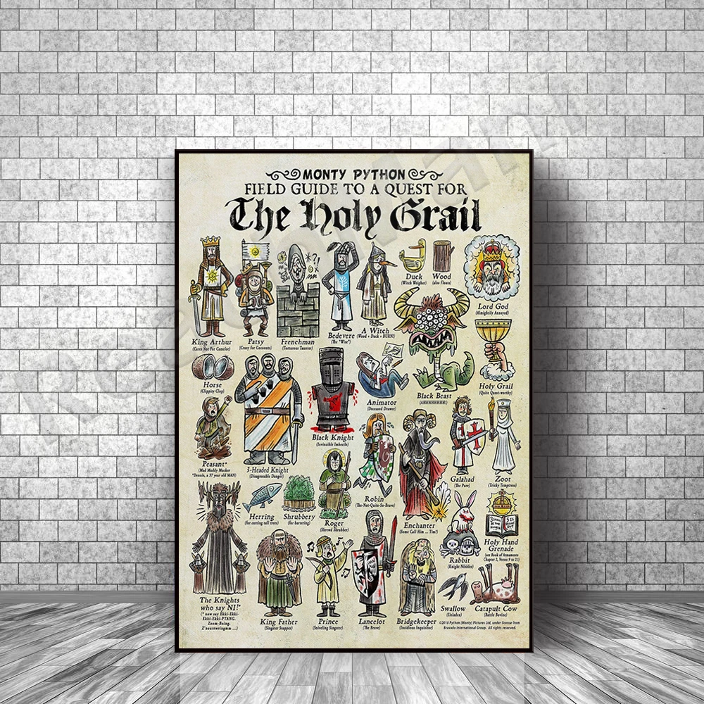 Вертикальный постер Holy Grail Discovery Field Guide, настенное искусство Монти питона, Настенный декор Holy Grail