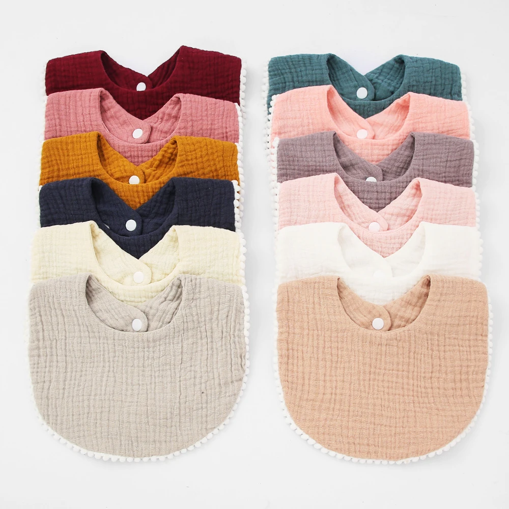 

Baby Bibs Scarf Muslin Cotton Newborn Toddler Unisex Button Bibs for Boys & Girls Feeding Burp Cloth Saliva Towel Accessories