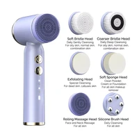 electric wireless hot cool facial cleansing brush massager face washing cleaning 6 in 1 ultrasonic face cleansing brush