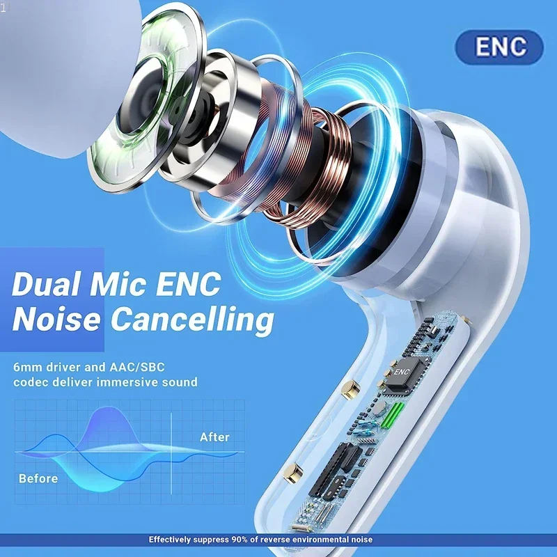 Фото Tws-наушники T6 с функцией шумоподавления и микрофоном №2