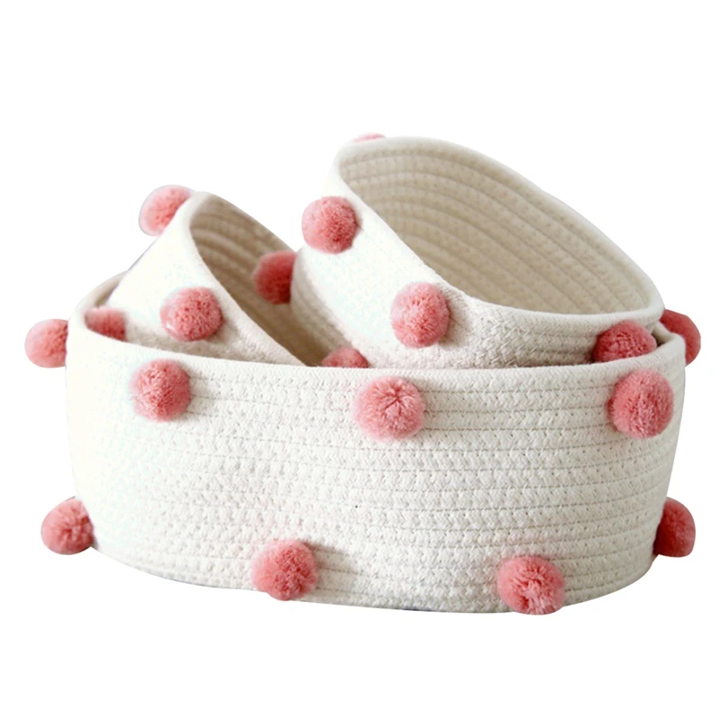 

Cotton Rope Storage Basket Woven Thick Desktop Cosmetic Storage Basket