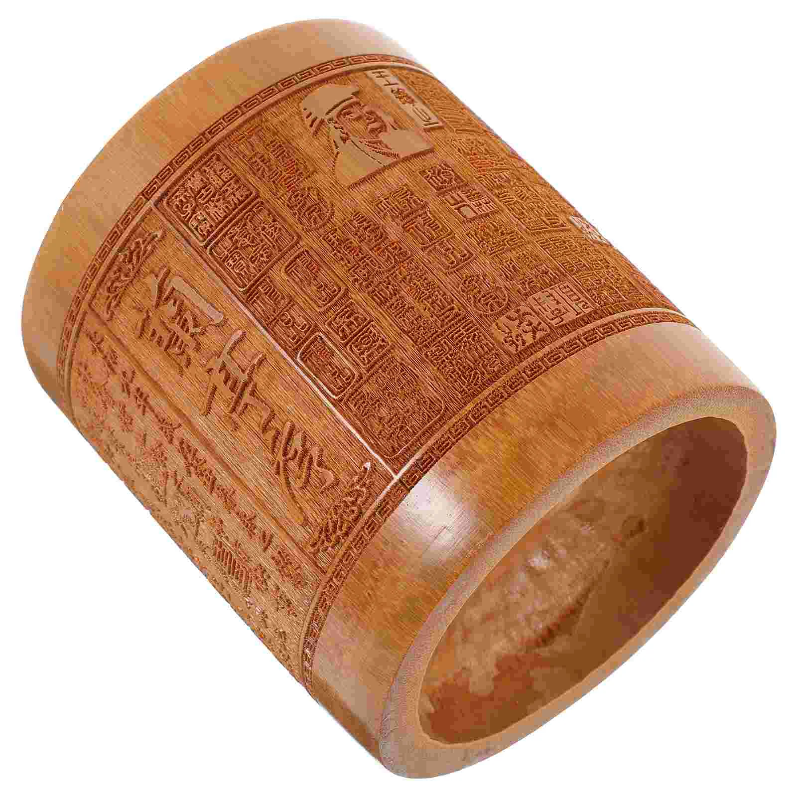 

Desk Pen Holder House Decorations for Home Stationery Organizer Brush Container Manual Office and Supplies Carving Bamboo