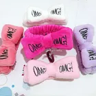 Повязка на голову для женщин и девочек, ободок с бантиком, из кораллового флиса с надписью OMG, держатели головных уборов, в упаковке, аксессуары для волос в виде тюрбана